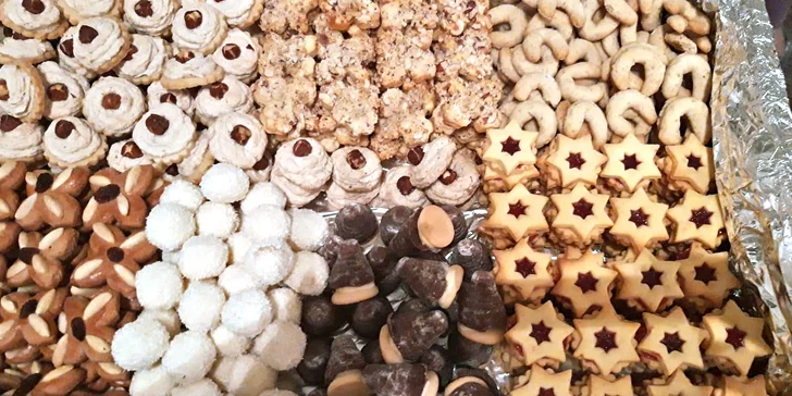 1 kg máslového cukroví na Vánoce: linecké, rohlíčky, kokosky, tlapky, šátečky a další druhy