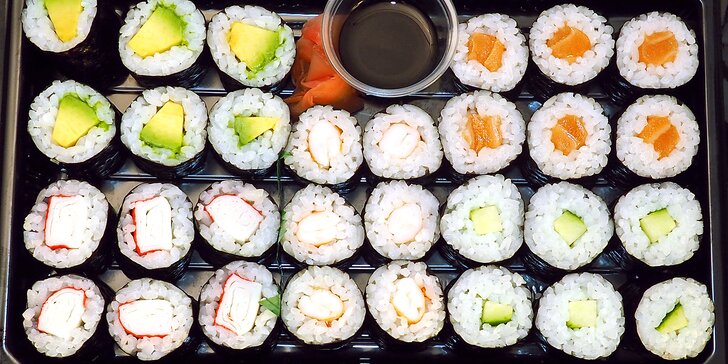 Sushi s rozvozem po Ostravě: do 90 minut u vás doma, menu s 14–56 čerstvými kousky
