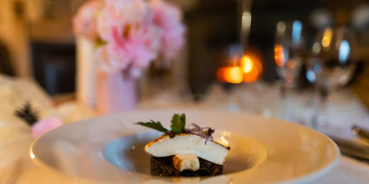 Romantika pro 2 zámeckém hotelu: 7chodové degustační menu i masáž a pobyt v šungitové jeskyni