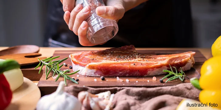 Steakový glóbus světa: 3,5hod. kurz vaření pro masožrouty, dokonalá příprava hovězího i vepře a kuřátka
