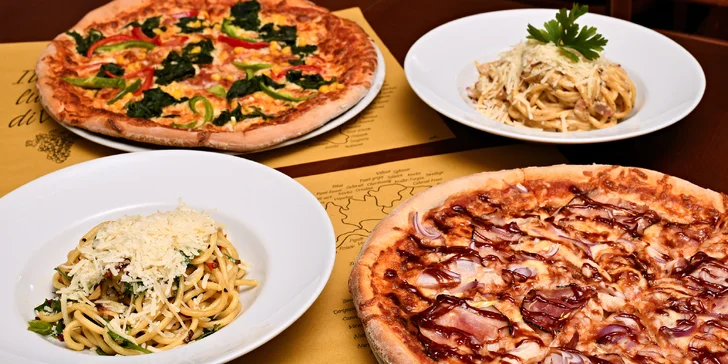 1 či 2 hlavní chody dle výběru z italské rodinné restaurace: salát, těstoviny, pizza i noky a risotta