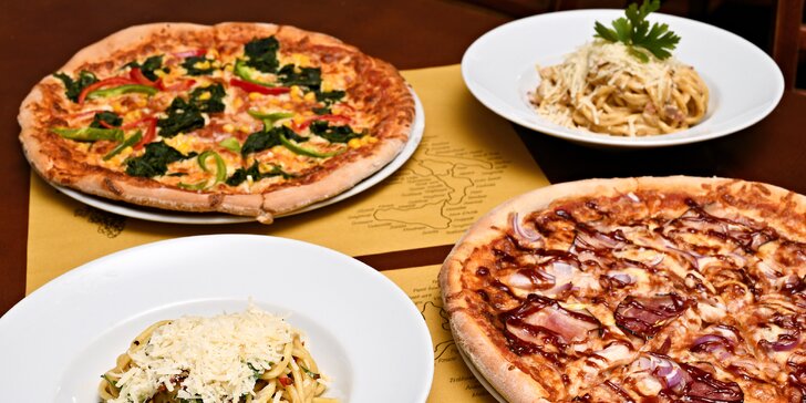 1 či 2 hlavní chody dle výběru z italské rodinné restaurace: salát, těstoviny, pizza i noky a risotta
