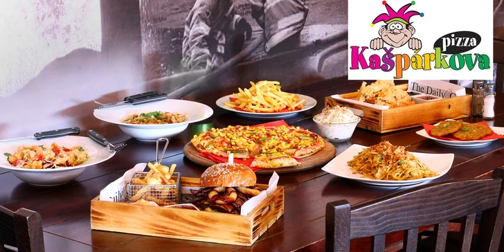 Kašpárkova pizza: otevřené vouchery na celé menu včetně nápojů, 250, 500 a 1000 Kč