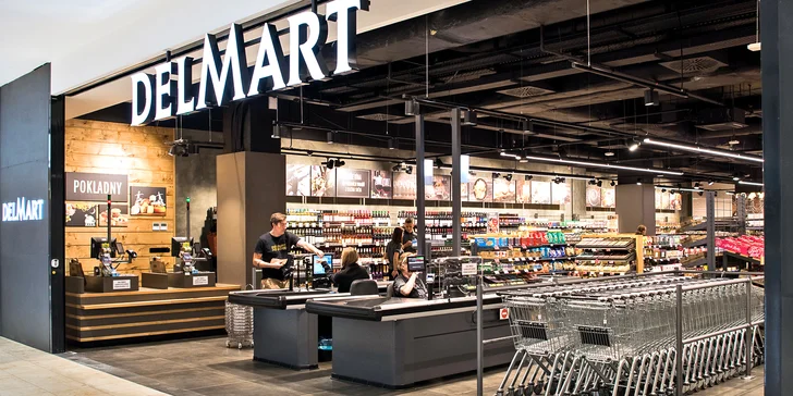 Poukazy na celý sortiment supermarketů a bister DELMART v hodnotě 200, 500 a 1000 Kč