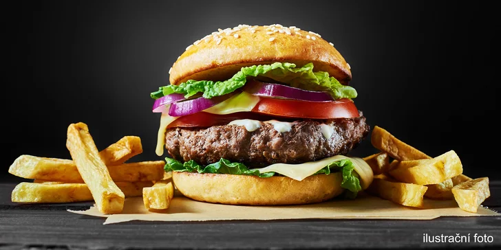 Cheeseburger nebo chickenburger s nápojem i hranolky pro jednoho či dva hladovějící