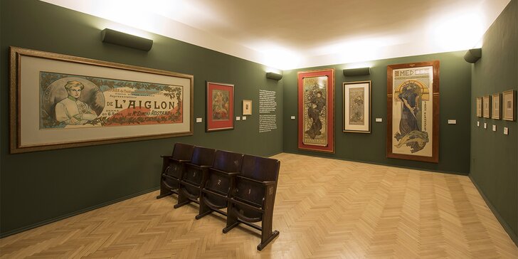 Vstupenky na výstavu Alfonse Muchy v galerii na Staroměstském náměstí pro jednotlivce i rodiny