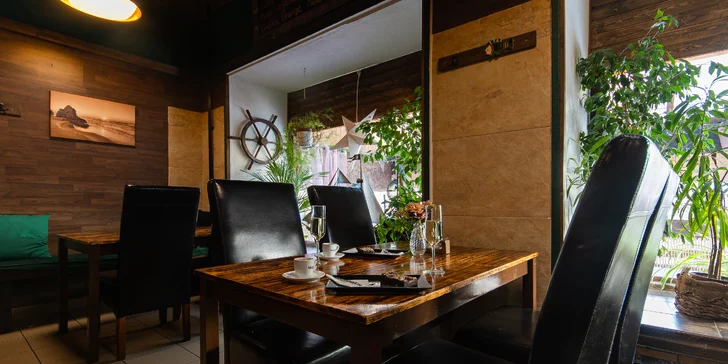Degustace rybích specialit. Menu pro dvě osoby včetně dezertu, kávy a prosecca