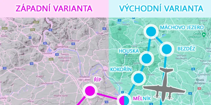 60 min. vyhlídkový let Cessnou pro 1 nebo 3 osoby: Posázaví či hrady u Prahy