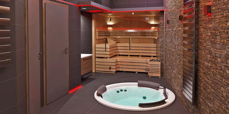 60–90 minut romantiky v novém privátním wellness: vířivka, sauna a třeba i sekt pro zamilovaný pár