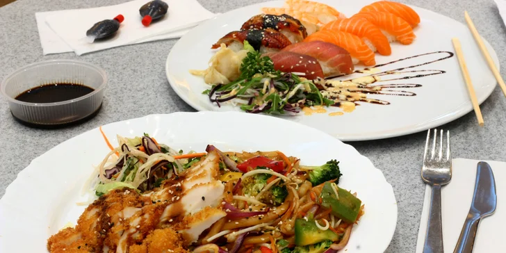 Parádní sushi sety: 10–52 ks rolek i se salátem, nudlemi či polévkami
