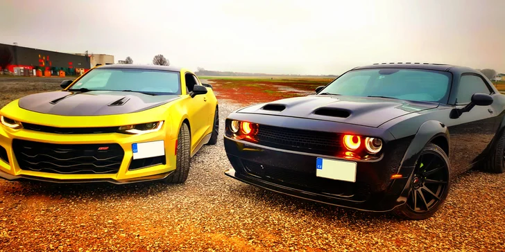 Zkroťte 900 koní pod kapotou: až 2 hodiny jízdy v nadupaném Dodge Challenger a Chevrolet Camaro SS