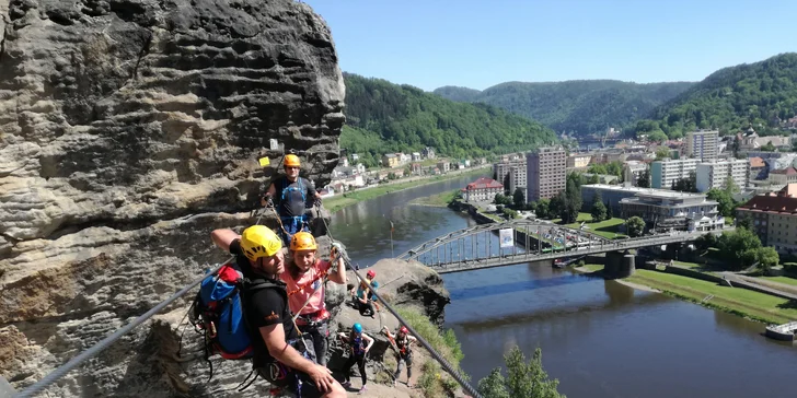 Via Ferrata: zajištěné cesty na Pastýřské stěně v Děčíně pro 1–3 osoby