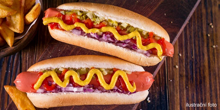 Hot dog pro 1 nebo 2 osoby: 300g puclík s masem či vege podle výběru