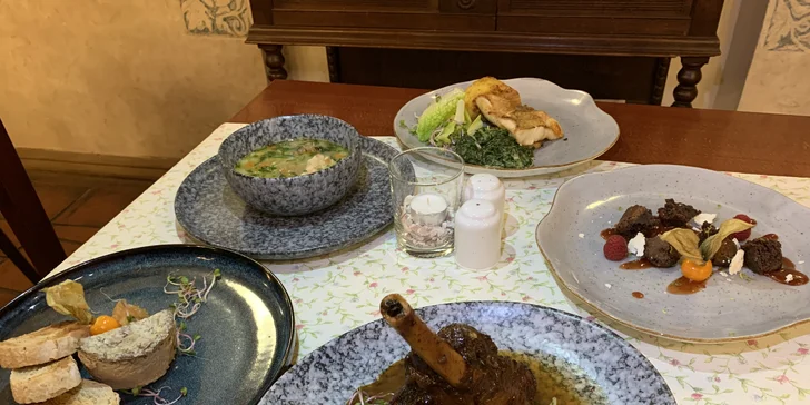 Menu o 3 či 4 chodech i s lahví vína, degustací destilátů či privátním wellness
