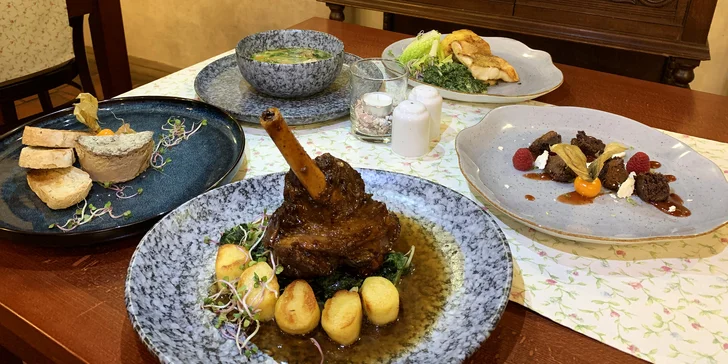 Menu o 3 či 4 chodech i s lahví vína, degustací destilátů či privátním wellness