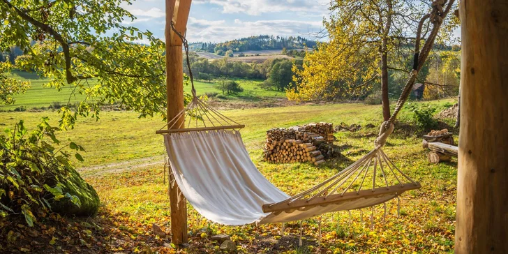 Netradiční dovolená: treehouse na Vysočině, vyhřívaný koupací sud neomezeně i láhev vína