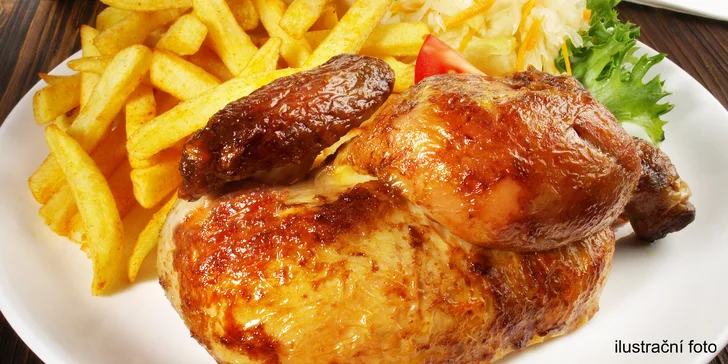 Samostatně nebo v menu: křupavé grilované kuře, hranolky, salát i nápoj