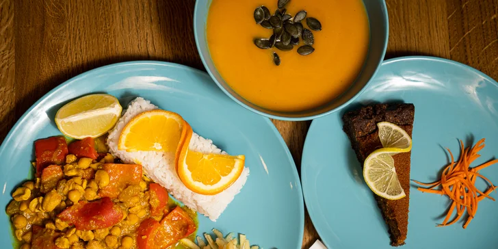 Zdravé a chutné: menu pro 1 nebo 2 osoby ve veganské, bezlepkové a raw restauraci v centru Brna