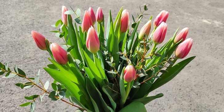 Kytice pro radost: 10–25 tulipánů s přízdobou, osobní vyzvednutí v Ostravě
