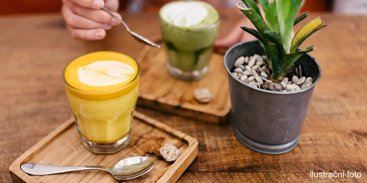 Zkuste nové chutě: netradiční latté podle výběru ve vegan restauraci pro dva