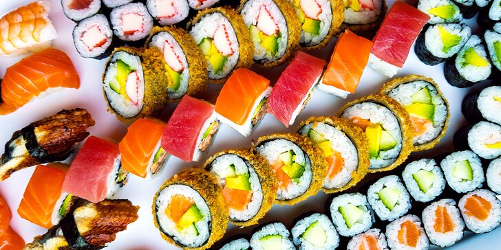 Set 46 či 101 ks sushi ze Stodolní: losos, tuňák, avokádo i rolky v tempuře