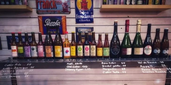 Ochutnávka ciderů i dárkový balíček tří lahví na doma pro 1, 2 nebo 4 osoby