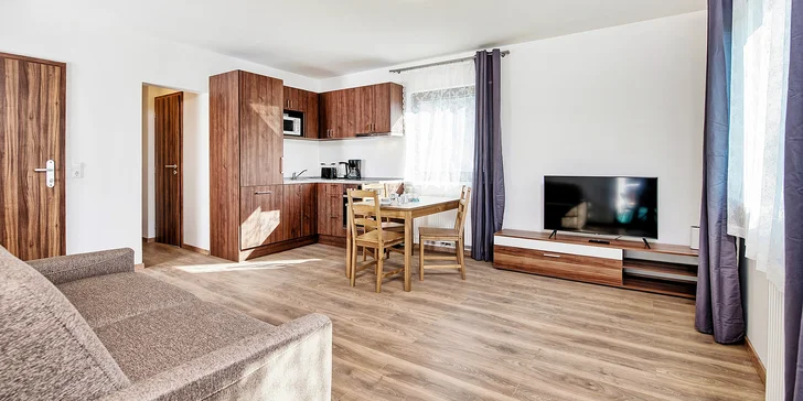 Môžete si vybrať apartmán pre 4 osoby alebo väčší až pre 5 osôb.