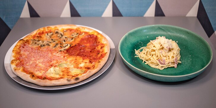 Dejte si něco dobrého: pizza nebo těstoviny podle výběru pro 2 osoby