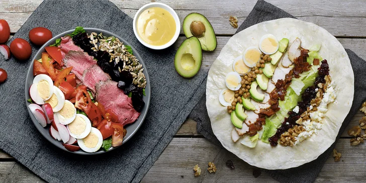 Vegetariánské i masové dobroty: salát nebo wrap, rozvoz po Pardubicích