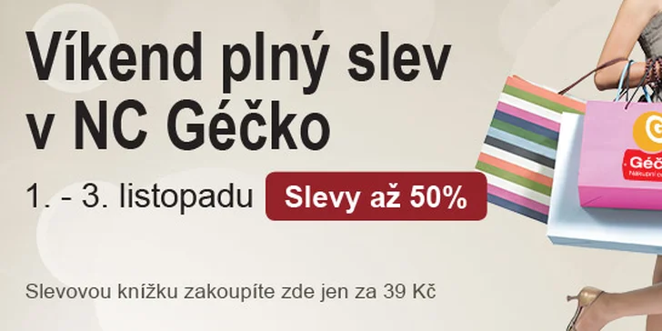 Slevová knížka do nákupního centra Géčko