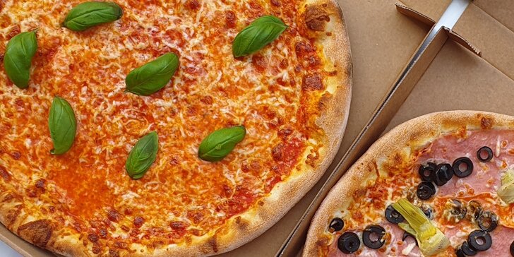 1 nebo 2 pizzy: průměr 33 cm, klasické druhy i s tvarůžky, tuňákem či pivní