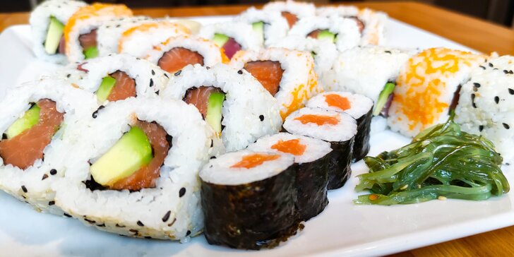 Sushi na Stodolní: 32 či 62 ks s lososem, tuňákem, krevetou i avokádem