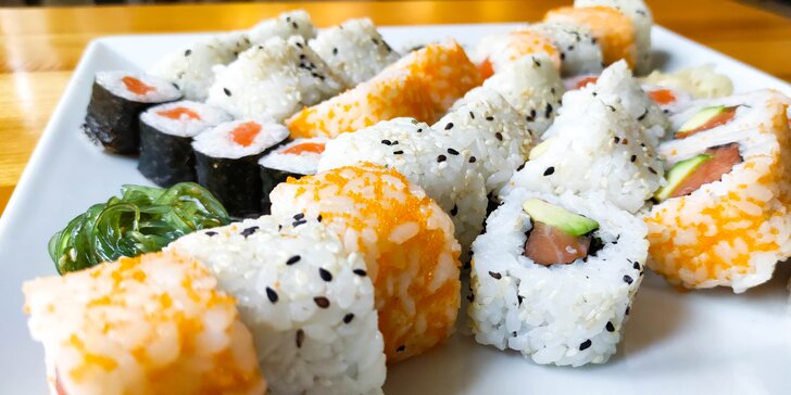 Sushi na Stodolní: 32 či 62 ks s lososem, tuňákem, krevetou i avokádem