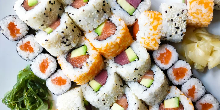 Sushi na Stodolní: 32 či 62 ks s lososem, tuňákem, krevetou i avokádem