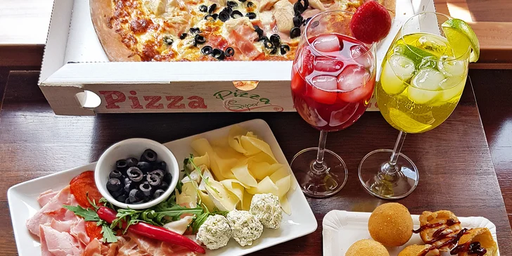 Itálie s sebou: 1 či 2 pizzy, drink i limo nebo rovnou celý piknik se salámy, sýry a smaženými koulemi