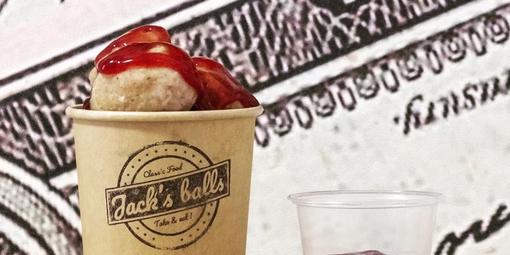 Jack's balls na odnos s sebou: masové koule, hranolky, omáčky a coleslaw
