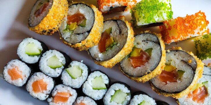 30-67 kousků sushi v Porubě klidně i s sebou: kreveta, losos v tempuře i tuňák California