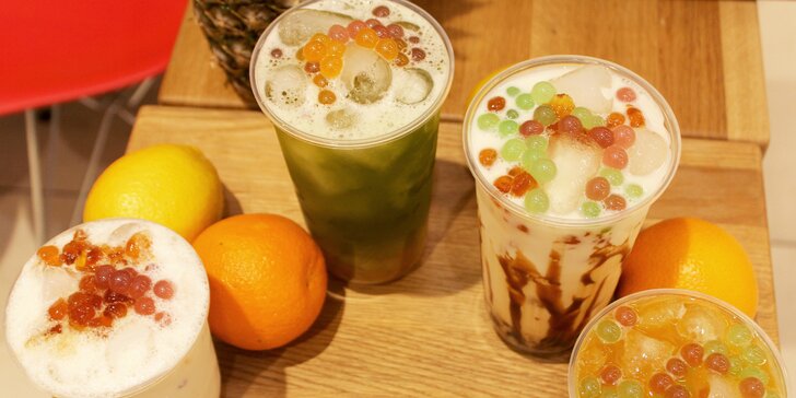 0,5l nebo 0,7l bubble tea dle výběru: ovocný či mléčný, s ledem i bez