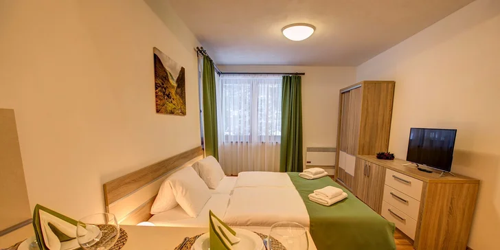 Luxusně zařízené apartmány: atraktivní lokalita, slevy do aquaparků pro 2-4