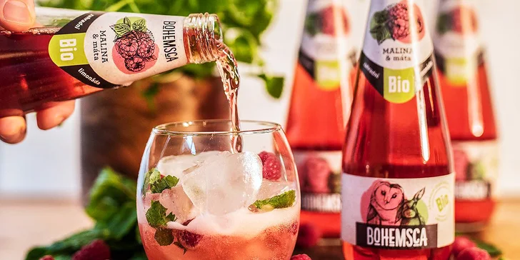 České bio limonády Bohemsca s dopravou po Praze: 24 lahví po 700 ml, 3 osvěžující příchutě