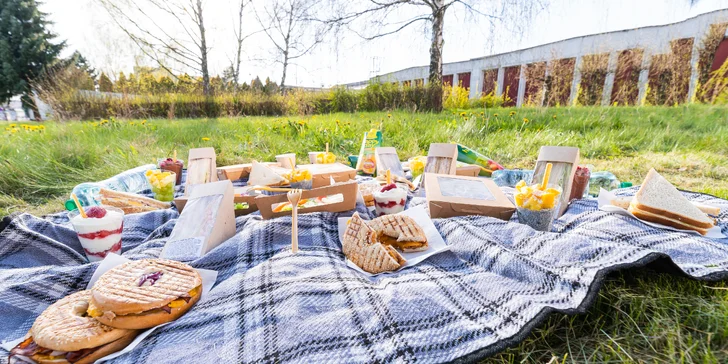 Dobroty na piknik vč. rozvozu: sendviče, bagely, saláty, dezerty i džusy až pro 8 osob