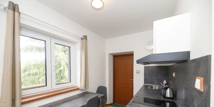 Apartmán vás poteší aj kuchynkou.