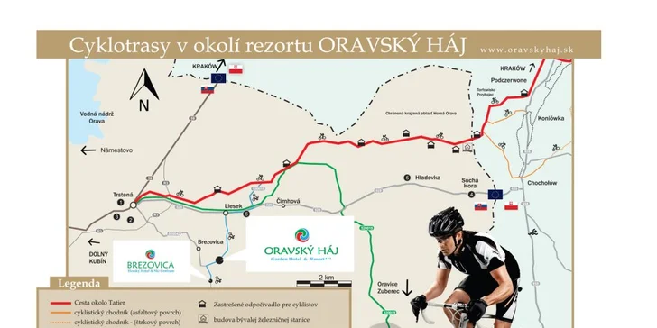 Cyklotrasy v okolí rezortu Oravský Háj