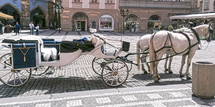 Romantika v uličkách historické Prahy: jízda v kočáře až pro 6 lidí