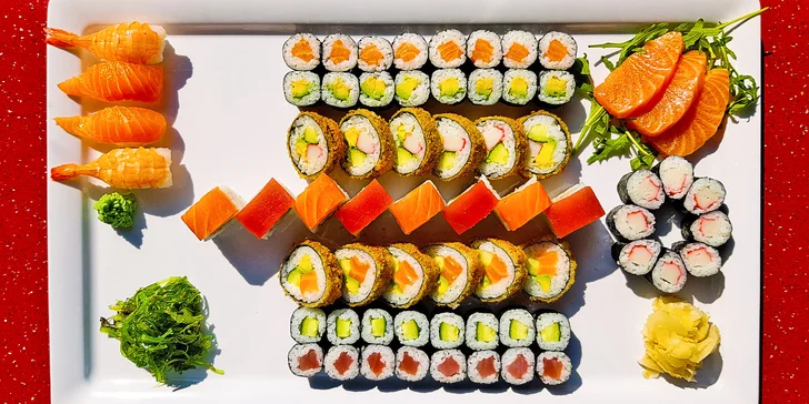 Skvělé sushi sety ve Vítkovicích: 46 a 67 ks s lososem, tuňákem i krevetou