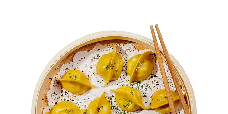14 nebo 28 jiaozi čínských knedlíčků: zeleninové, kuřecí, vepřové i hovězí, na páře či restované