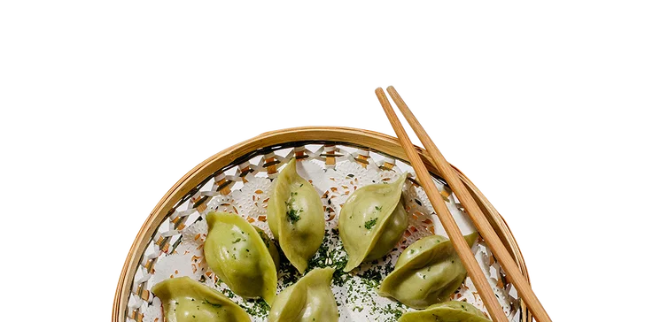14 nebo 28 jiaozi čínských knedlíčků: zeleninové, kuřecí, vepřové i hovězí, na páře či restované