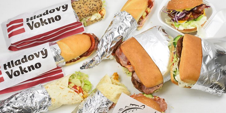 Hladový Vokno: nabitá karta s až 1000 Kč na bagety, hamburgery, sýry v housce, tortilly i další dobroty