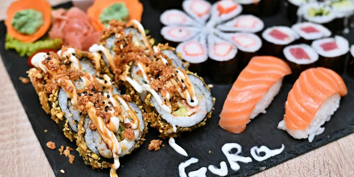 Set 24, 32, 40 nebo 46 kusů sushi i s wakame salátem a nápoji