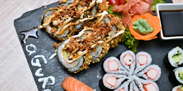 Set 24, 32, 40 nebo 46 kusů sushi i s wakame salátem a nápoji